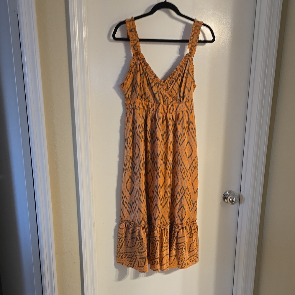 Joie Orange Geometric Midi Dress